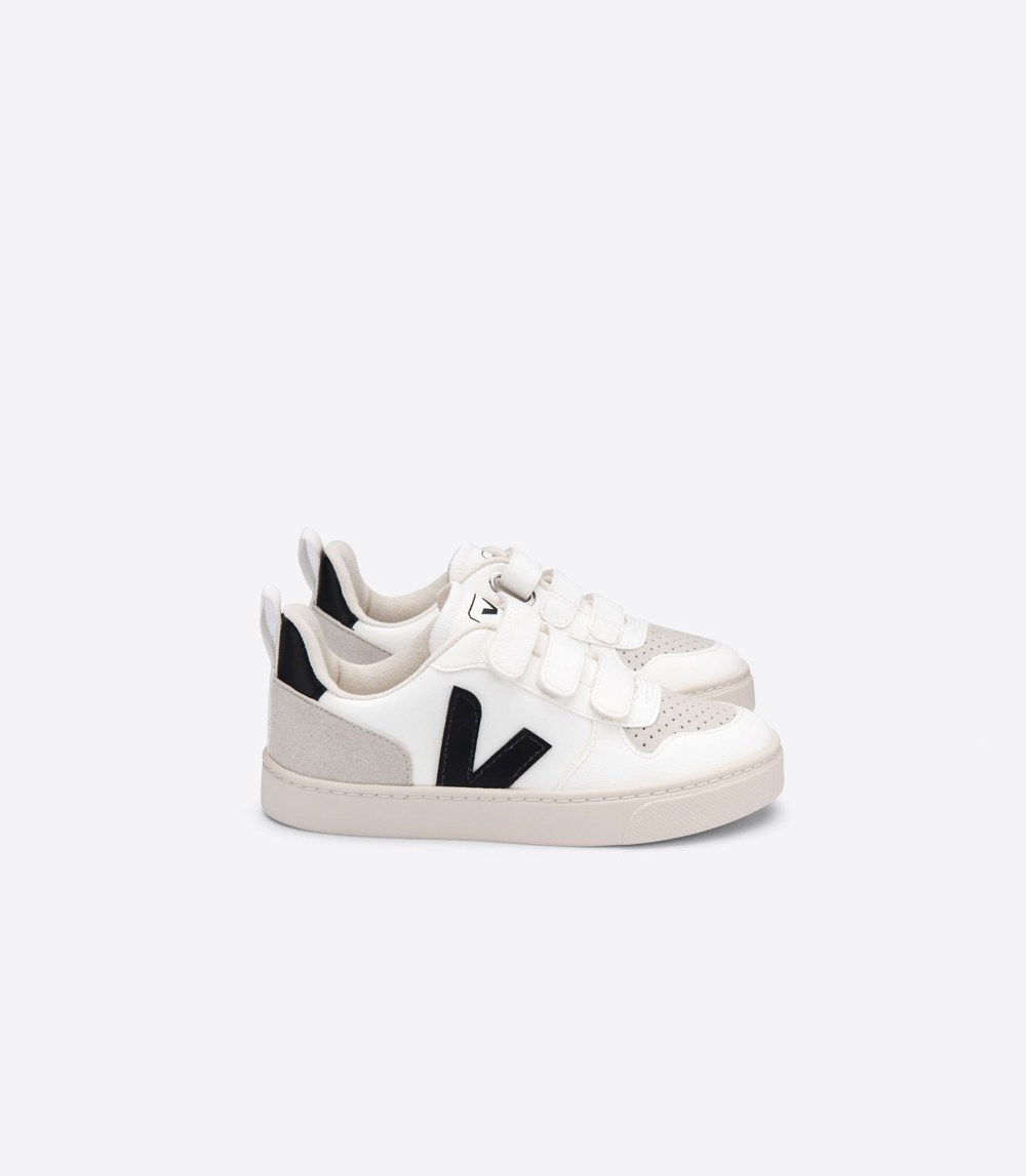 Veja Trainers Kids White/Black - V-10 Velcro Cwl - TUBQ-02178